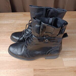 KIM ROGERS HARLO BLACK LACED ANKLE BOOTS 9M Side Zip-LITTLE SCUFF ON TOE
